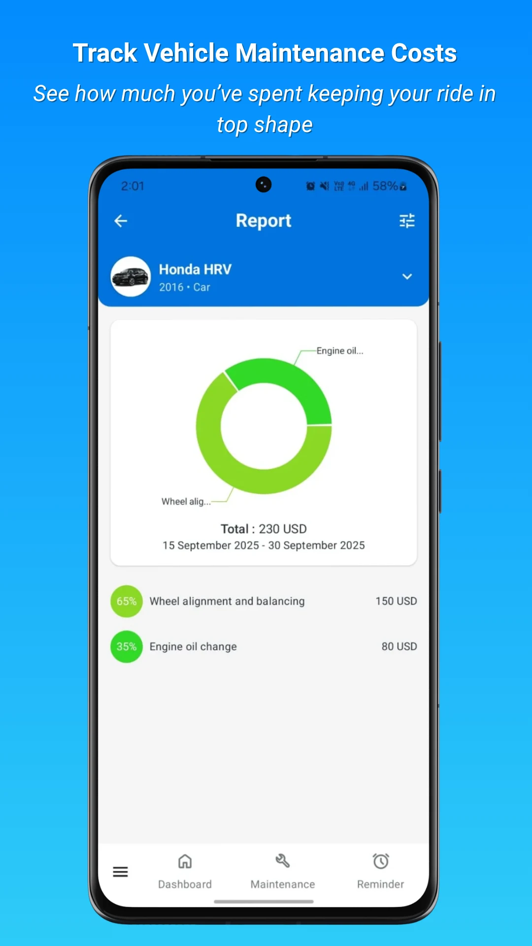 Vehicle Maintenance Log screenshot