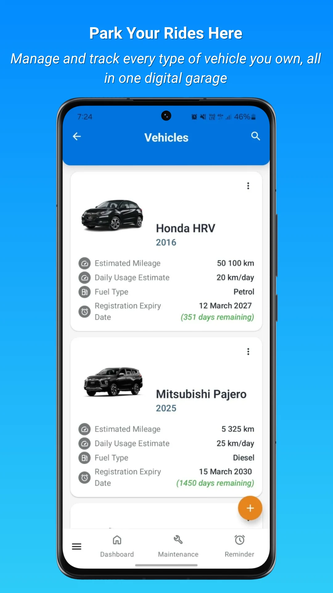 Vehicle Maintenance Log screenshot